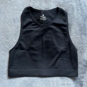 4 FOR $25 - Black Ribbed Racerback Crop Top
